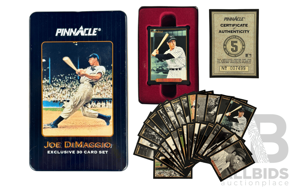 Joe DiMaggio Pinnacle 30-Card Set W/ Coa & Case