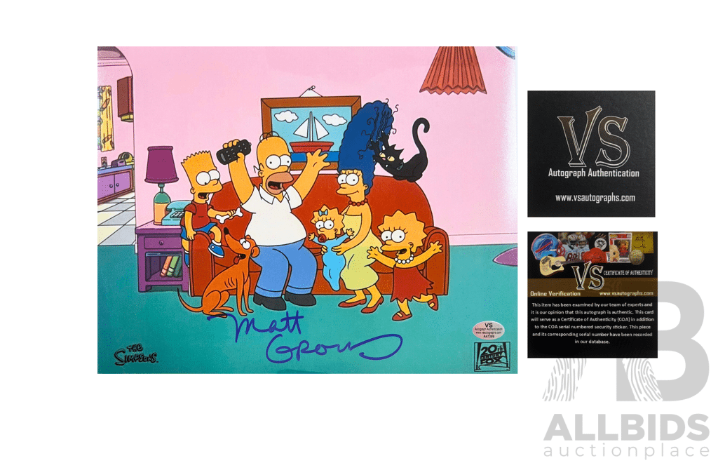 Matt Groening Signed Simpsons Art Print (W/ Coa)