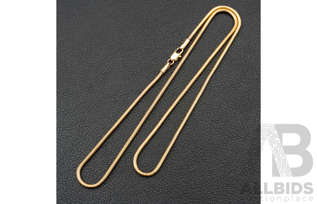 9ct Snake Chain Necklace, 45cm, 7.56 Grams