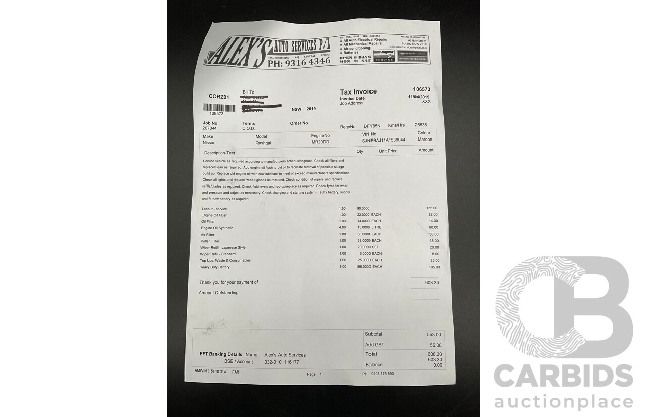 01/2016 Nissan Qashqai ST (FWD) J11 4d Wagon Magnetic Red Metallic 2.0L