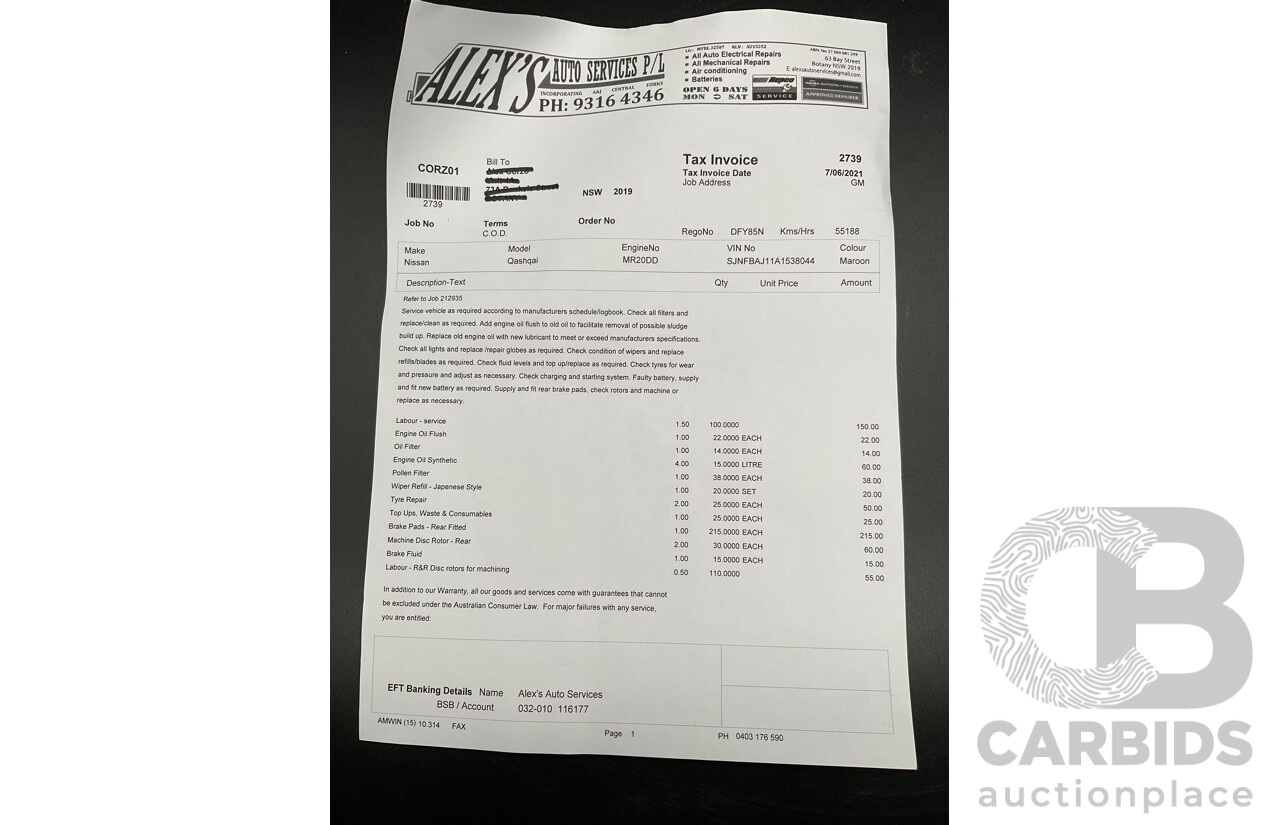 01/2016 Nissan Qashqai ST (FWD) J11 4d Wagon Magnetic Red Metallic 2.0L