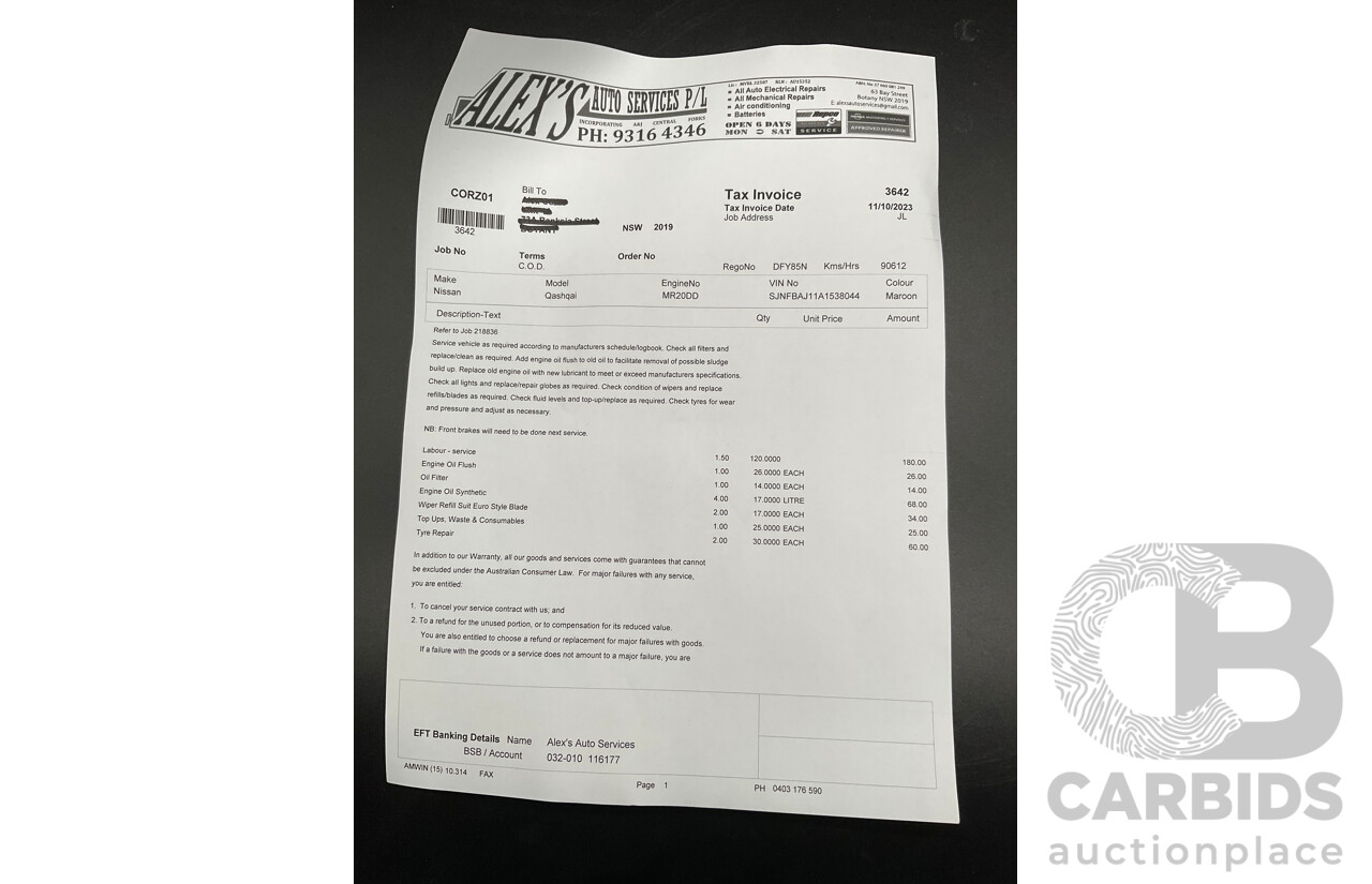 01/2016 Nissan Qashqai ST (FWD) J11 4d Wagon Magnetic Red Metallic 2.0L
