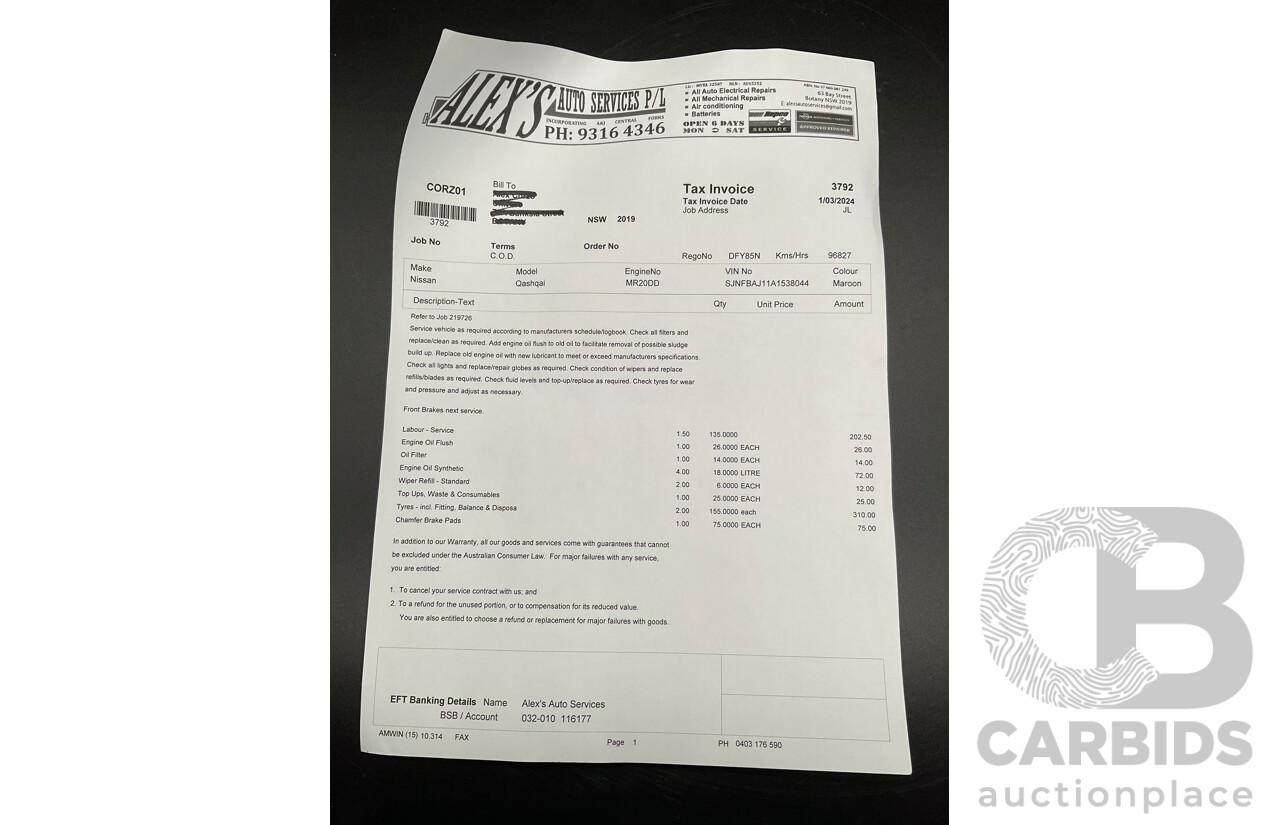 01/2016 Nissan Qashqai ST (FWD) J11 4d Wagon Magnetic Red Metallic 2.0L