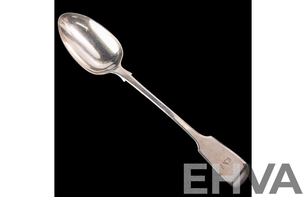 Antique Large Sterling Silver Serving Spoon, London, 1854, by Samuel Hayne & Dudley Cater
