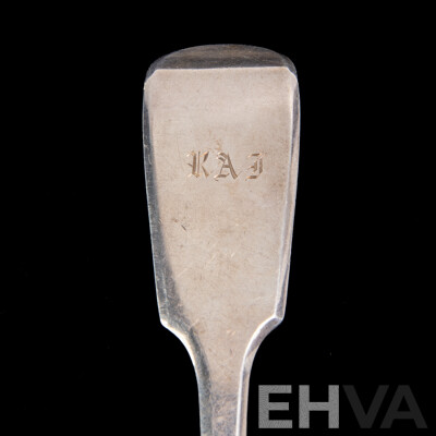Antique Large Sterling Silver Serving Spoon, London, 1854, by Samuel Hayne & Dudley Cater
