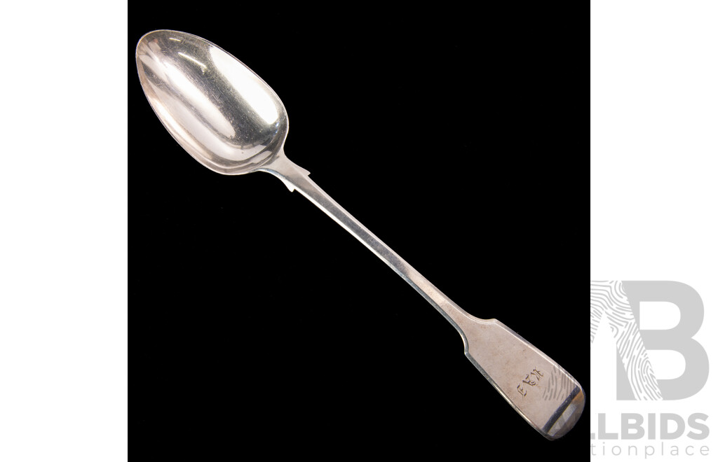 Antique Large Sterling Silver Serving Spoon, London, 1854, by Samuel Hayne & Dudley Cater