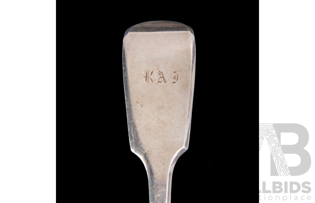 Antique Large Sterling Silver Serving Spoon, London, 1854, by Samuel Hayne & Dudley Cater