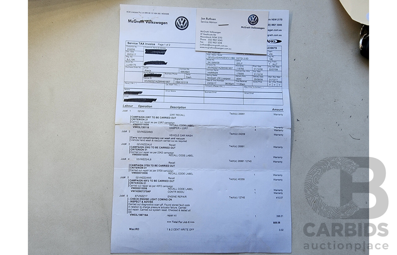 2/2009 Volkswagen Golf 2.0 TDI 1K MY09 5d Hatchback Silver 2.0L