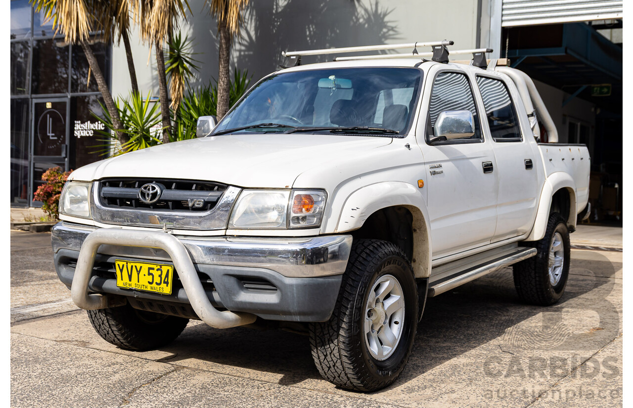 8/2003 Toyota Hilux SR5 (4x4) VZN167R Dual Cab P/Up Vanilla White V6 3.4L