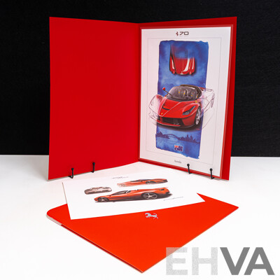 Two Ferrari Sketch Prints on Card in Storage/Display Folders