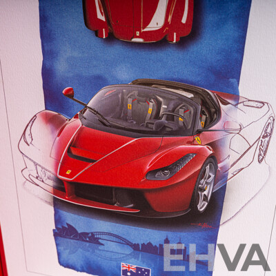 Two Ferrari Sketch Prints on Card in Storage/Display Folders