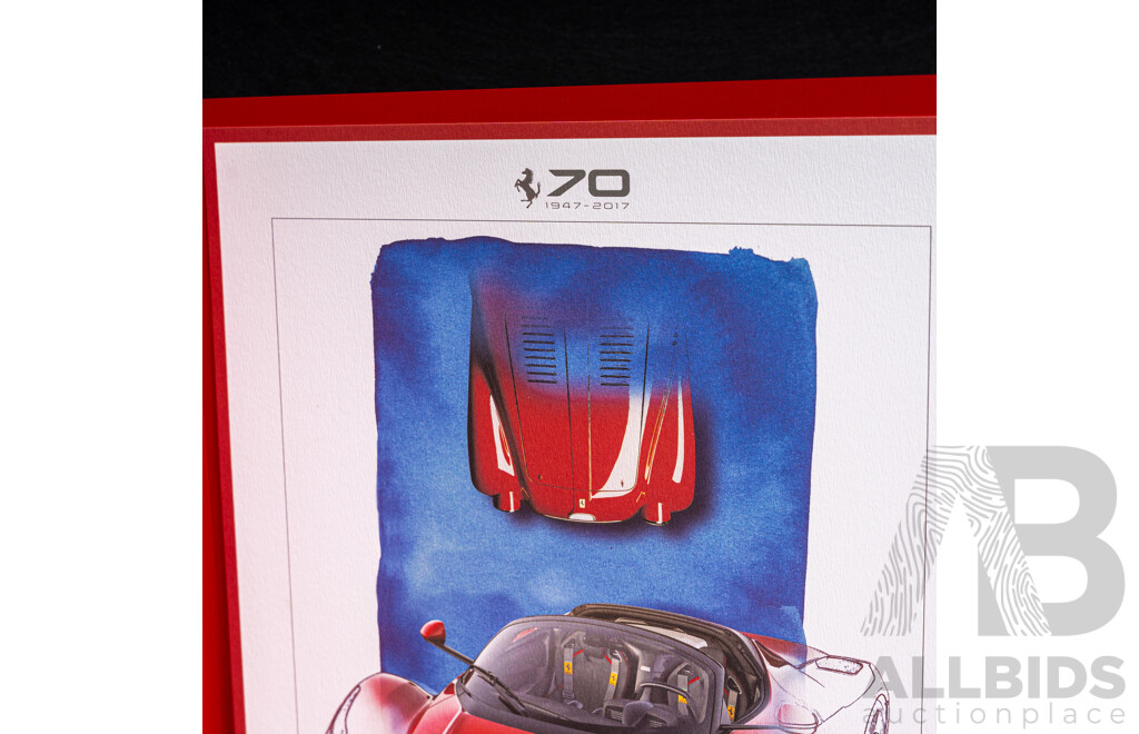 Two Ferrari Sketch Prints on Card in Display Folders