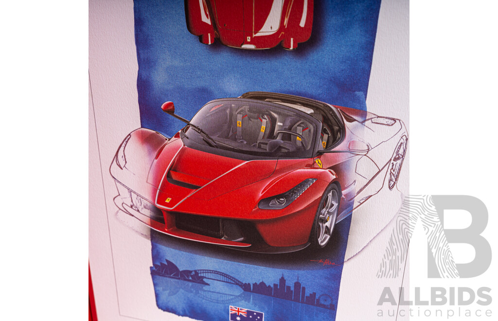 Two Ferrari Sketch Prints on Card in Storage/Display Folders