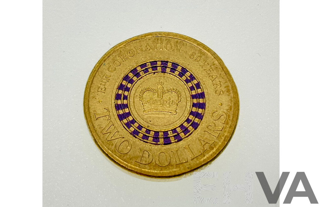 Australian 2013 QE2 60 Years Since Coronation $2 Coin. A/UNC