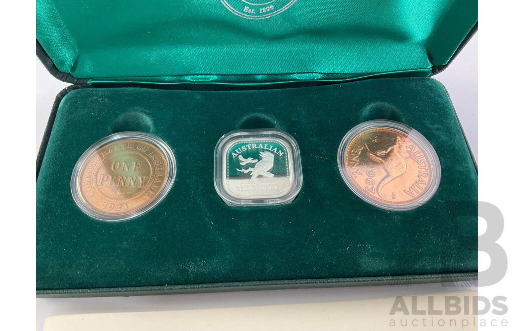 Australian 2003 Perth Mint Square Penny Concept 50c Fine Silver Coin. 15.6g