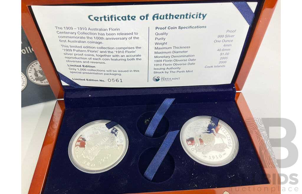 Australian 2008 Perth Mint 1909 - 1910 Florin Centenary Celebration, One Ounce, 40mm Wide PROOF Quality.