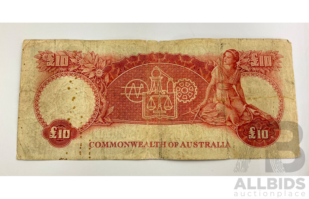 Australian 1960 Coombs Wilson 10 Pound Note R63