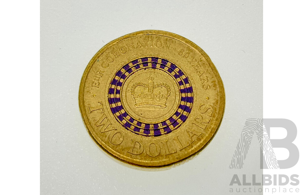 Australian 2013 QE2 60 Years Since Coronation $2 Coin. A/UNC