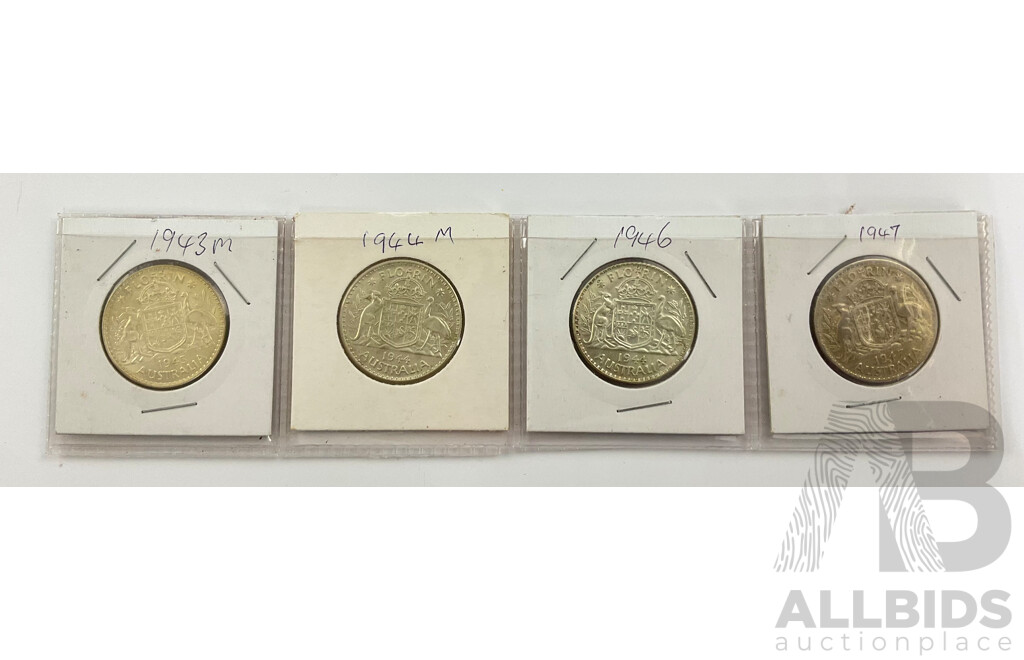Four Australian 1940’s Uncirculated Florins