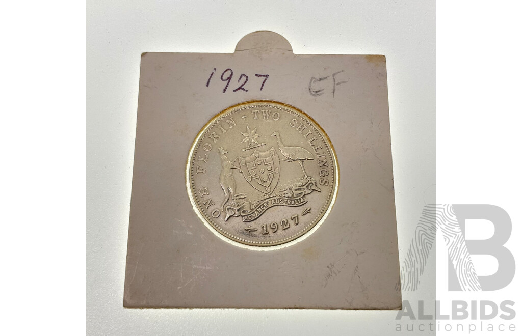 Australian 1927 EF Coat of Arms Florin