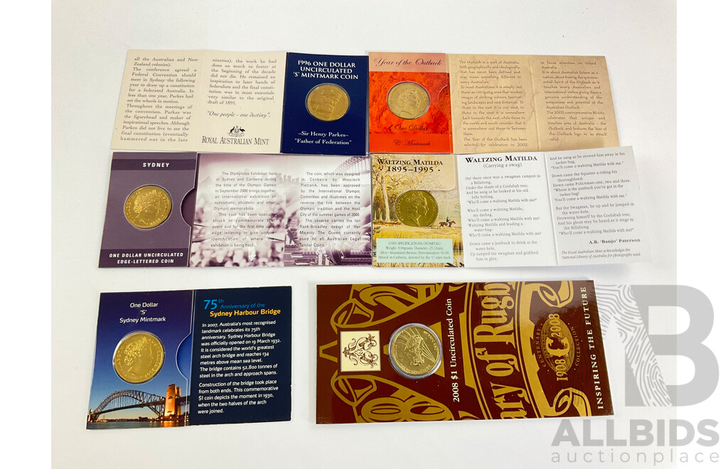 Six Australian Uncirculated Assorted $1 Coins