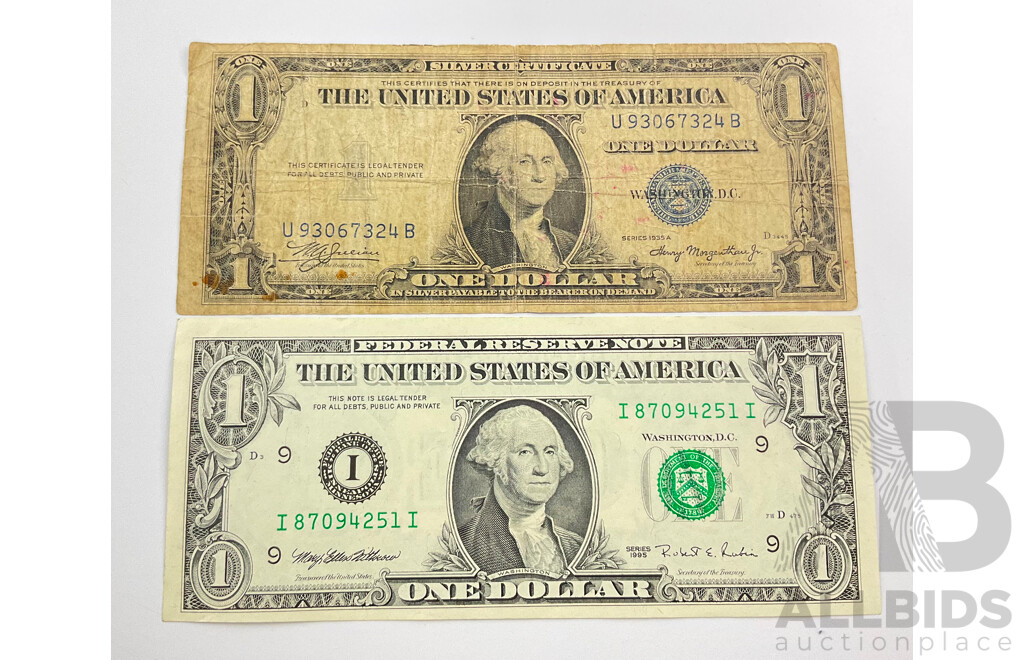USA 1935 and 1995 $1 Notes