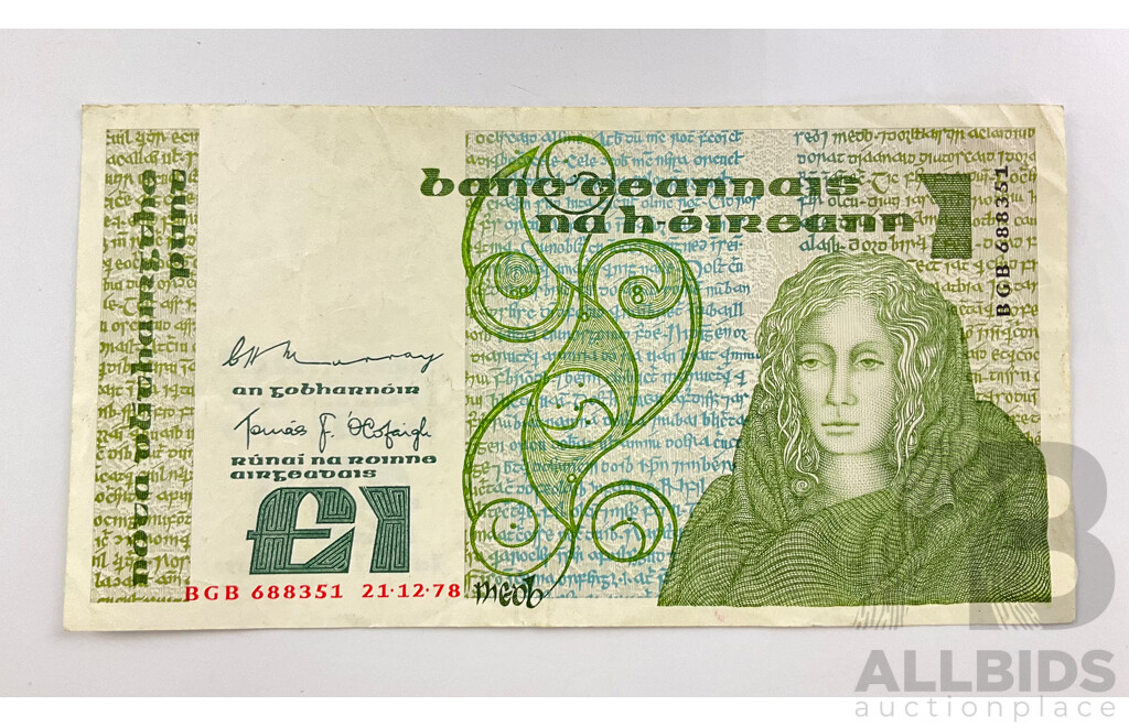 Ireland 1978 One Pound Note