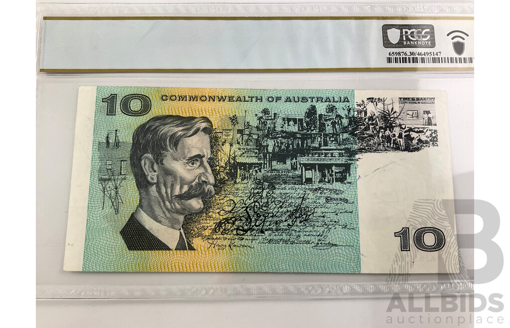 Australian 1967 $10 Note Coombs Randall R302, SFK 8582155 Graded VF