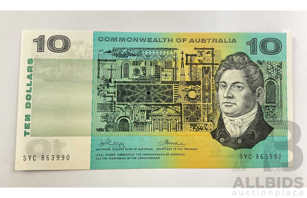 Australian 1972 $10 Note Phillips Wheeler R304, SYC 863990 A/UNC