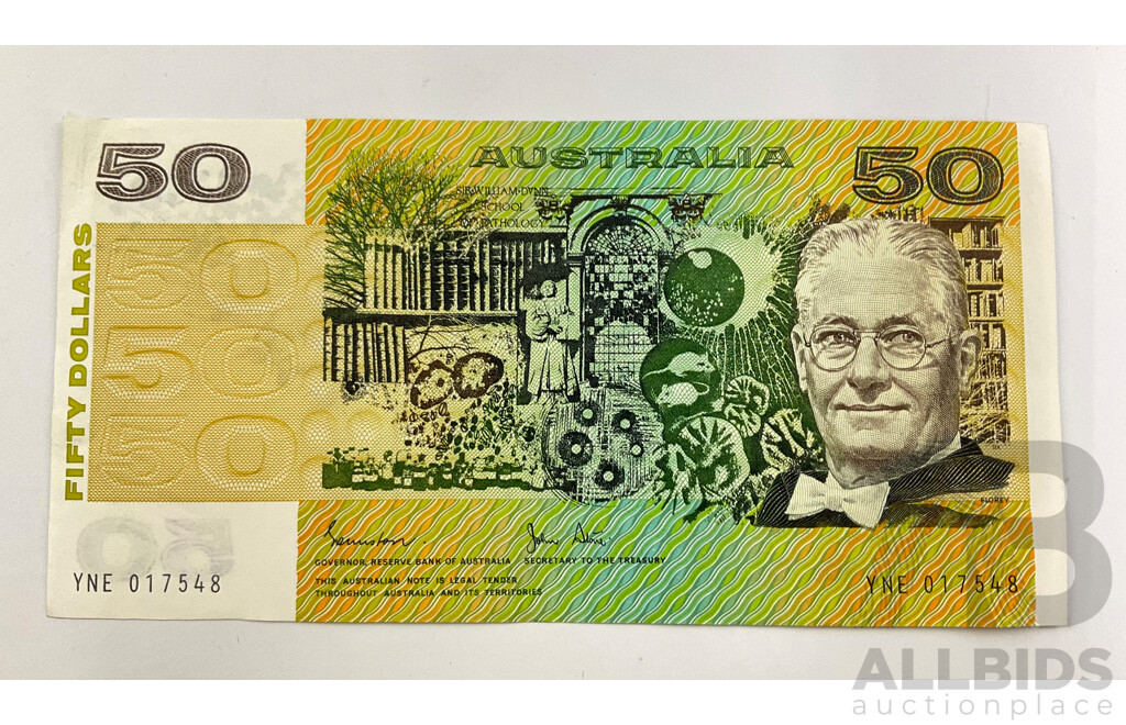 Australian 1983 $50 Note YNE 017548, R508