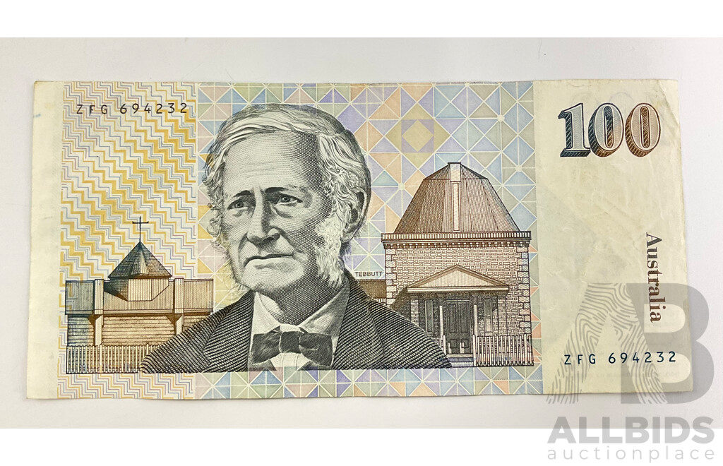 Australian 1985 $100 Note ZFG 694232 R609