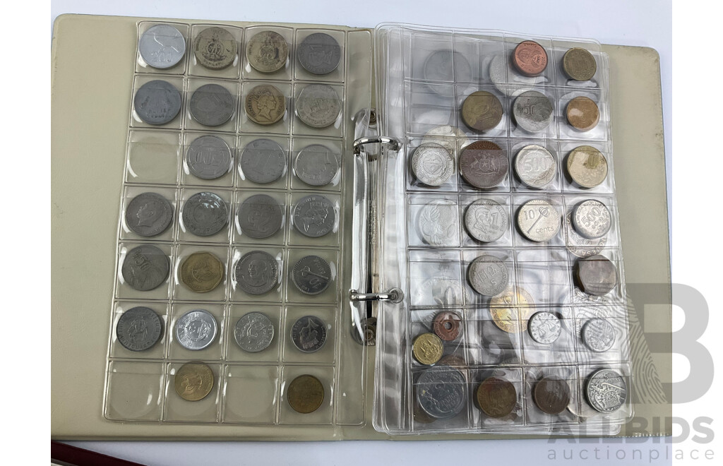 Three Coin Albums Containing Approximately 240 International Coins