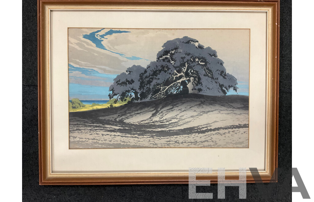 Framed Print of Woodcut by Oscar Droege