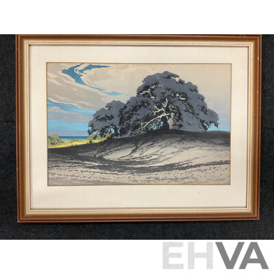 Framed Print of Woodcut by Oscar Droege