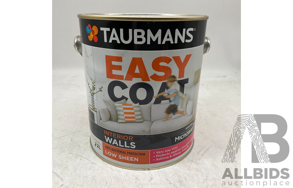 TAUBMANS Easy Coat Low Sheen for Interior Walls 2L Neutral - Lot of 6 Tins