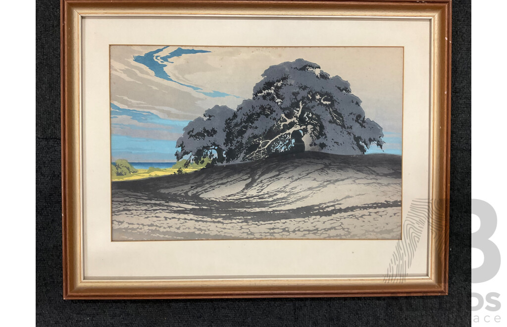 Framed Print of Woodcut by Oscar Droege