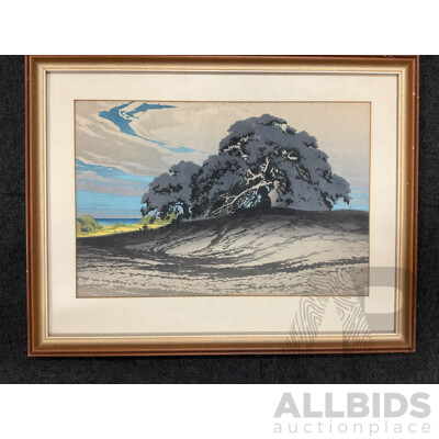 Framed Print of Woodcut by Oscar Droege