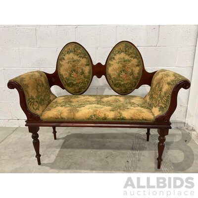 Edwardian Style Double Cameo Back Settee with Tapestry Upholstery