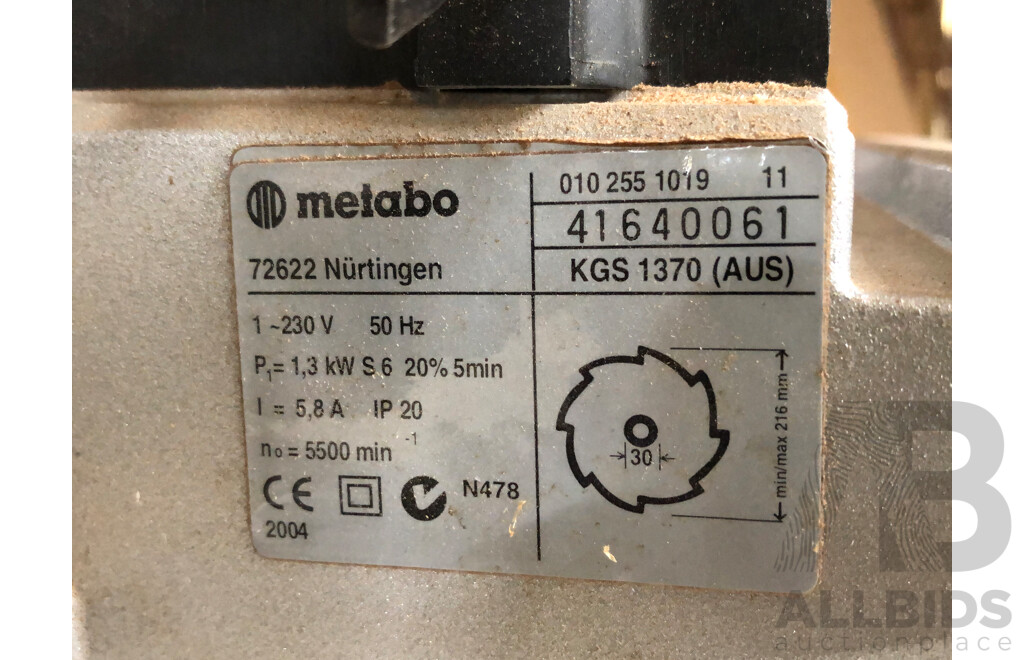 Metabo 216mm Crosscut and Mitre Saw Model KGS 1370