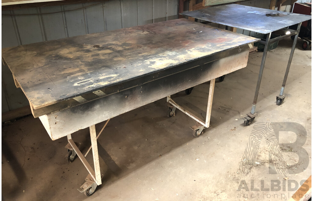 Custom Built Mobile Work Benches - Lot of Two