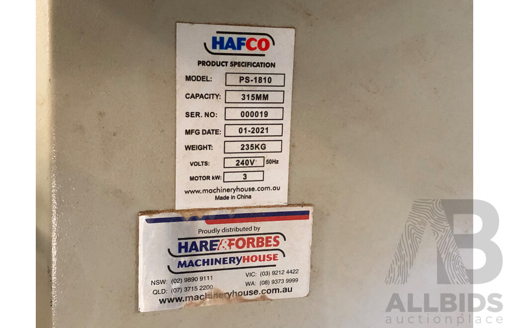 Hafco 315mm Panel Saw(PS-1810) with Hafco Dust Extraction System