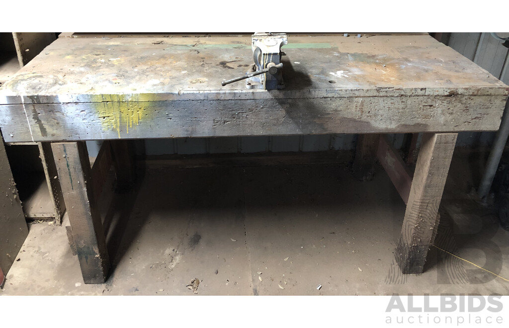 Custom Built Timber Work Bench with Vice