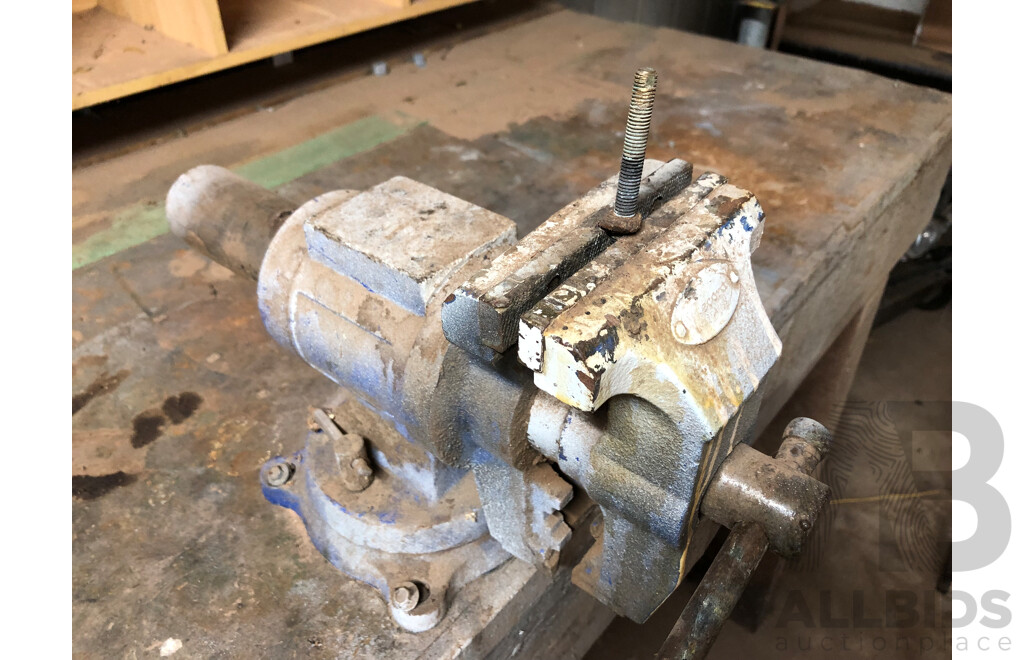 Custom Built Timber Work Bench with Vice
