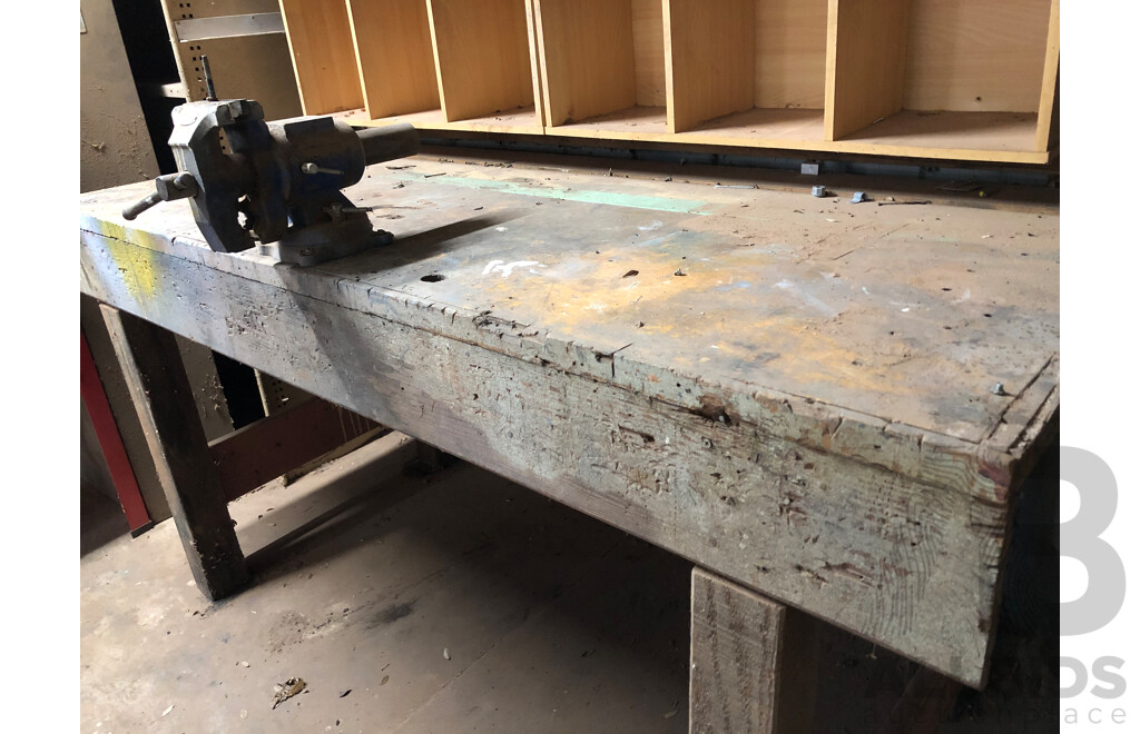 Custom Built Timber Work Bench with Vice