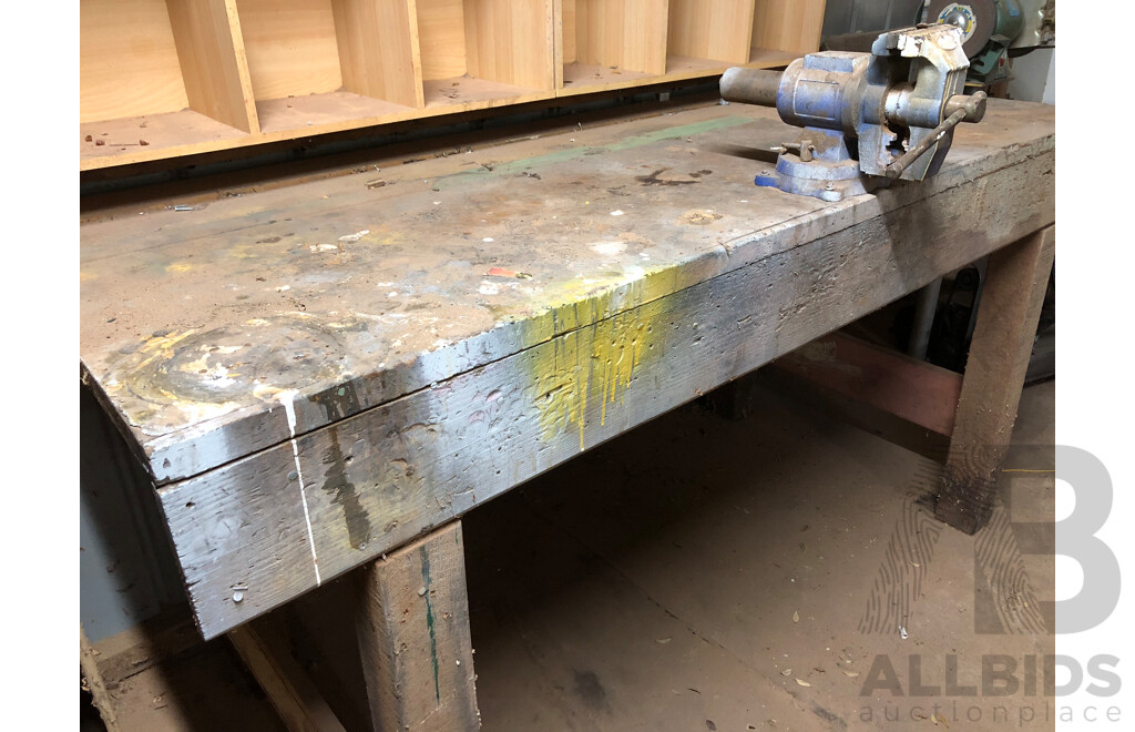 Custom Built Timber Work Bench with Vice