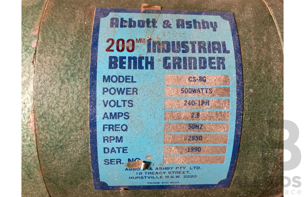 Abbott and Ashby 200mm Bench Grinder on Pedestal Stand
