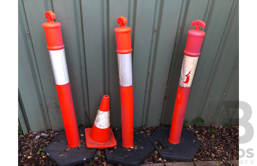 Bollards and Witches Hat - Lot of Four