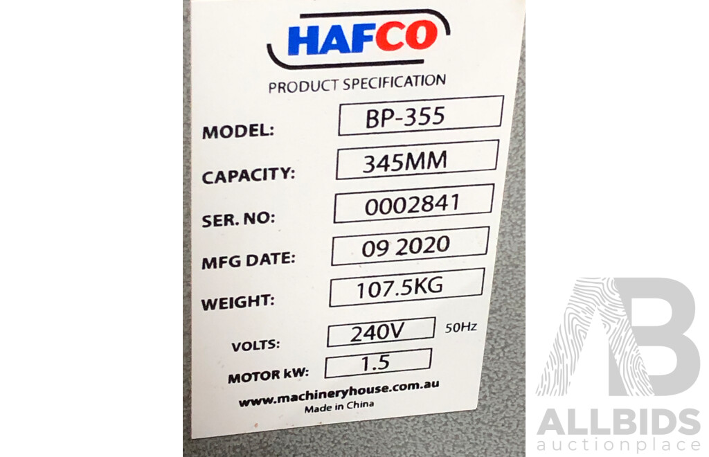 Hafco Woodmaster BP-355 Band Saw