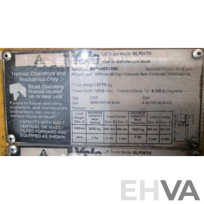 2006, 3.5 Tonne Yale GLP35TK LPG Forklift 4.5 FSV