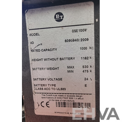 2009, 1.0 Tonne Electric Stock Picker BT - 1880mm OSE100W